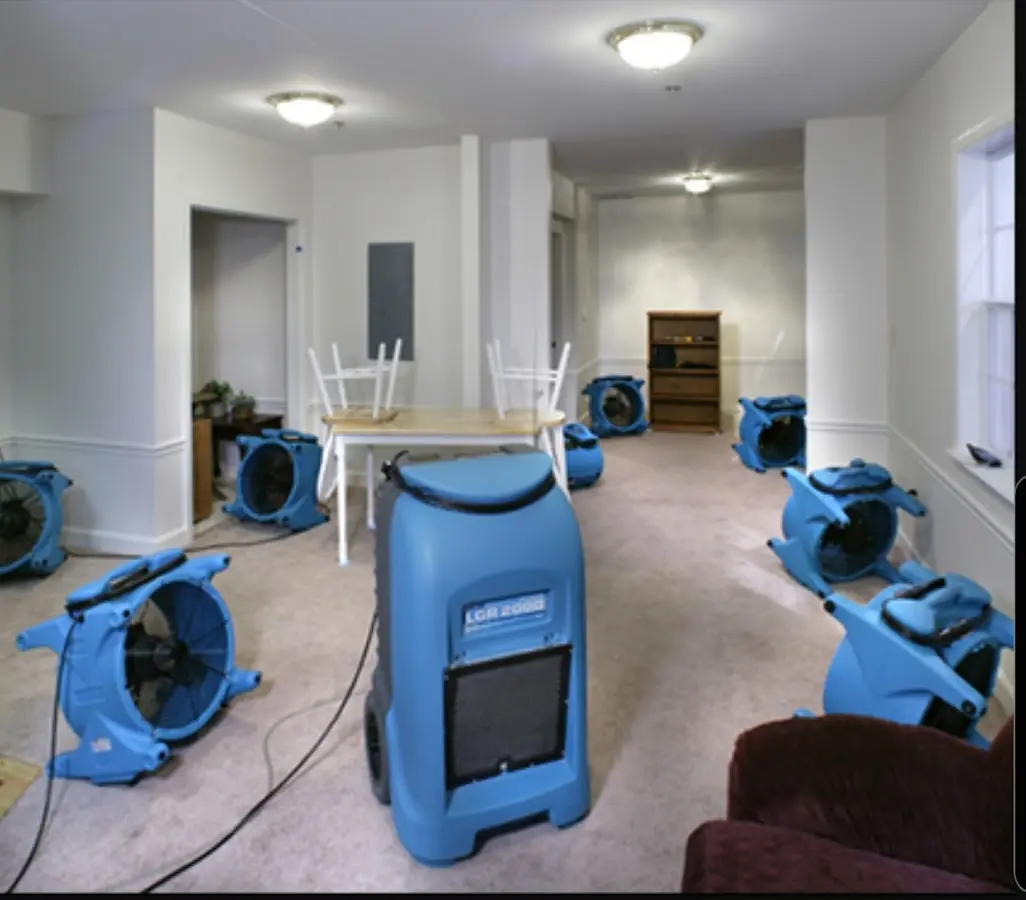Air movers and dehumidifier setup for Water Extraction & Removal in Gloucester Point